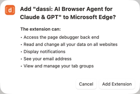 Edge's add-extension confirmation dialog